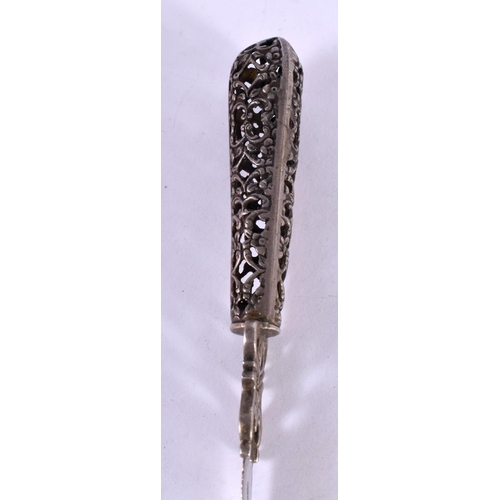 1284 - A CONTINENTAL SILVER LETTER OPENER.  Stamped Silver 84, 22cm x 1.8 cm, weight 35g