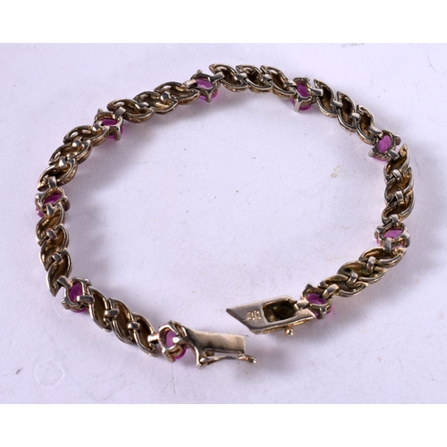 1285 - A SILVER GEM SET BRACELET TOGETHER WITH A NECKLACE.  Stamped 925, Bracelet 19 cm long, weight of bra... 