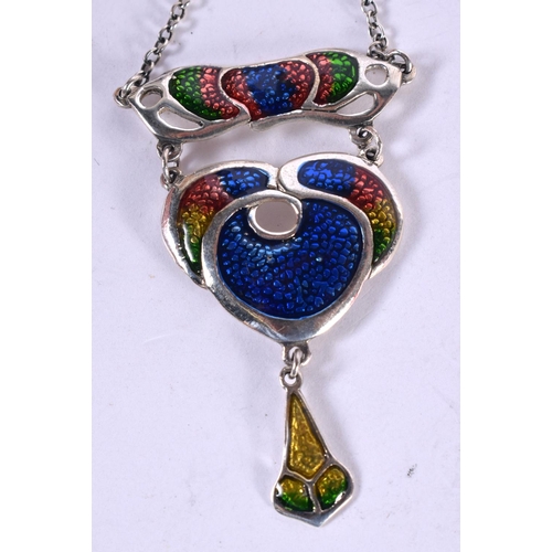 1297 - AN ART NOUVEAU STYLE SILVER NECKLACE.  Stamped Sterling, Pendant 8.8 cm x 3.3cm, chain 46cm long, we... 