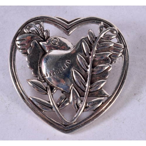 1327 - A DANISH SILVER BIRD BROOCH. 8.3 grams. 3.25 cm x 3.25 cm.