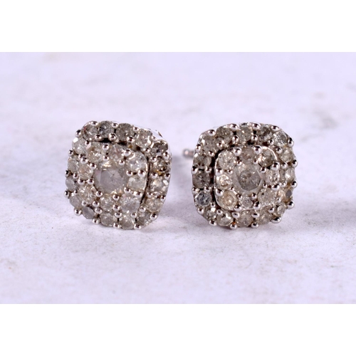 1328 - A PAIR OF GOLD AND DIAMOND EARRINGS. 1.6 grams. 0.75 cm x 0.75 cm.