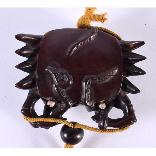 1363 - A JAPANESE CARVED WOOD CRAB INRO. 73 grams. 8 cm x 6.5 cm.