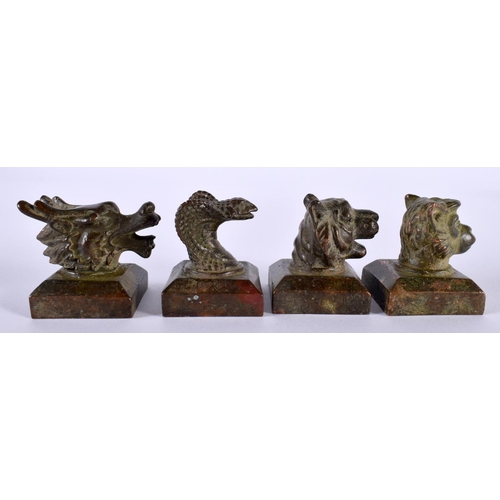 1366 - FOUR CHINESE BRONZE SEALS. 473 grams. 4 cm x 3 cm. (4)