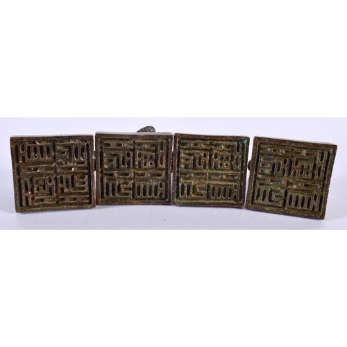 1366 - FOUR CHINESE BRONZE SEALS. 473 grams. 4 cm x 3 cm. (4)