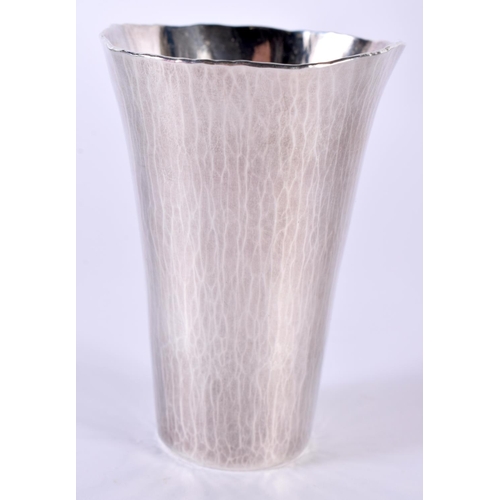 1379 - MALCOLM APPLEBY SMALL SILVER BEAKER.  Hallmarked Edinburgh 2007, 8.3cm x 6.4cm x 5.8 cm, weight 146g