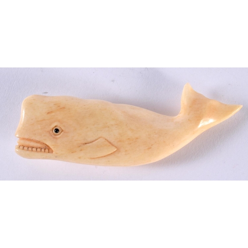 1391 - THREE CARVED BONE FISH.  Largest 8 cm x 2.4cm x 0.6 cm (3)