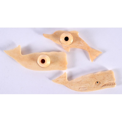 1391 - THREE CARVED BONE FISH.  Largest 8 cm x 2.4cm x 0.6 cm (3)