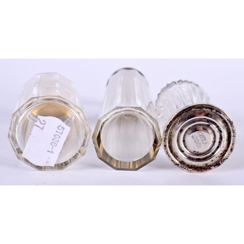 1395 - FOUR SILVER TOPPED DRESSING TABLE JARS.  Largest 12.8 cm x 3.3cm (4)