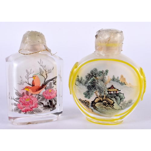 1396 - TWO CHINESE SNUFF BOTTLES.  Largest 8.4cm x 6.2 cm x 3.3cm (2)