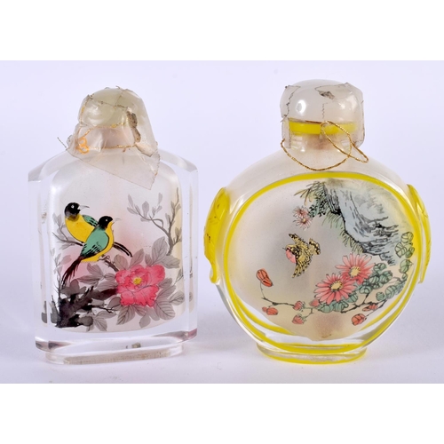 1396 - TWO CHINESE SNUFF BOTTLES.  Largest 8.4cm x 6.2 cm x 3.3cm (2)