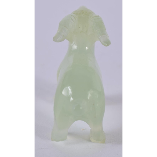 1401 - A CARVED JADE GOAT. 3.8 cm x 4.7cm x 1.7cm, weight 24g