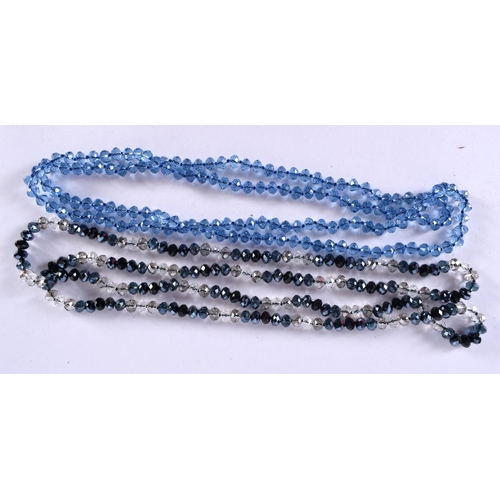 1405 - TWO CRYSTAL BEAD NECKLACES.  Longest 120cm, total weight 157g