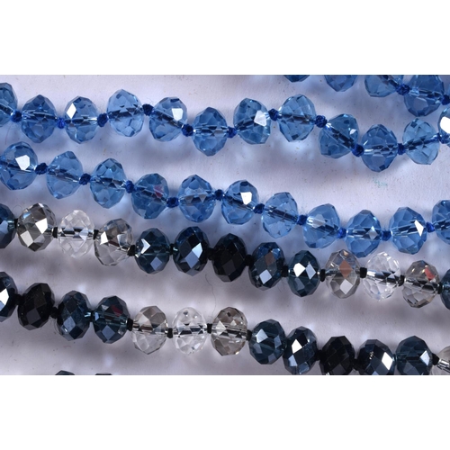 1405 - TWO CRYSTAL BEAD NECKLACES.  Longest 120cm, total weight 157g