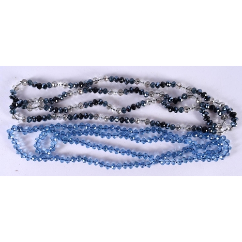 1405 - TWO CRYSTAL BEAD NECKLACES.  Longest 120cm, total weight 157g