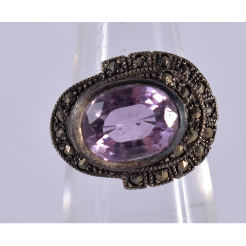 1411 - A SILVER GEM SET RING.  Size L, Stamped 925, weight 5.4g