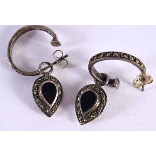 1419 - TWO PAIRS OF SILVER ART DECO STYLE EARRINGS.  Stamped 925, Longest drop 5.3cm, total weight 14.5g (2... 