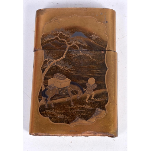 1429 - A JAPANESE LACQUER INRO DECORATED WITH RURAL SCENES.  10.2 cm x 6.7cm x 1.3cm, weight 53g