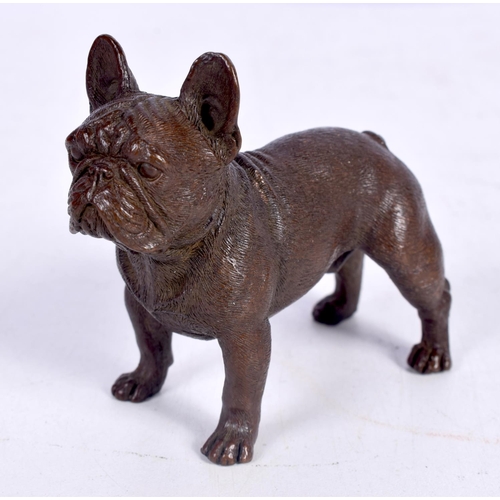 1433 - A BRONZE BULLDOG.  7.7cm x 6.5cm x 3.2 cm, weight 310g