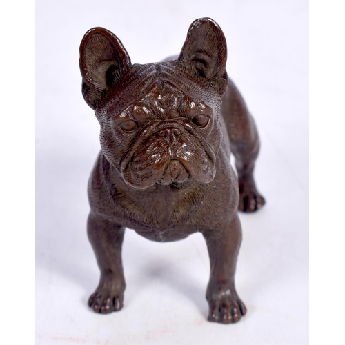 1433 - A BRONZE BULLDOG.  7.7cm x 6.5cm x 3.2 cm, weight 310g