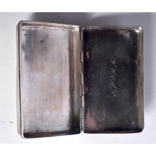 1453 - A CONTINENTAL SILVER TOBACCO BOX.  Stamped Sterling, 11.8 cm x 2.8 cm x 7cm, weight 139g