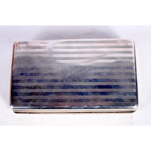 1453 - A CONTINENTAL SILVER TOBACCO BOX.  Stamped Sterling, 11.8 cm x 2.8 cm x 7cm, weight 139g