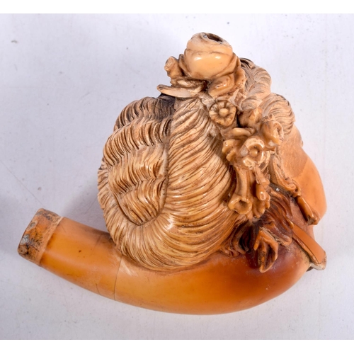 1481 - A MEERSCHAUM PIPE BOWL CARVED AS A VICTORIAN LADY,  8.5cm x 5.6 cm x 5.9cm