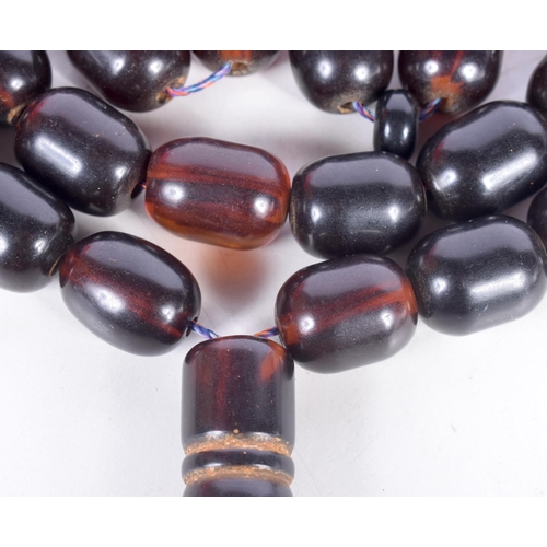 1497 - A VERY LARGE AMBER TYPE BEAD NECKLACE, 98cm long, weight 364g