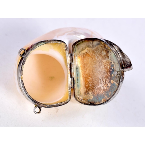 1498 - AN ANTIQUE CONCH SHELL SNUFF BOX. 7cm x 4.25 cm.