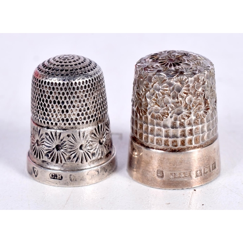 1499 - A CHARLES HORNER SILVER THIMBLE Hallmarked London TOGETHER WITH ANOTHER BY JAMES SWAN & SON Hallmark... 