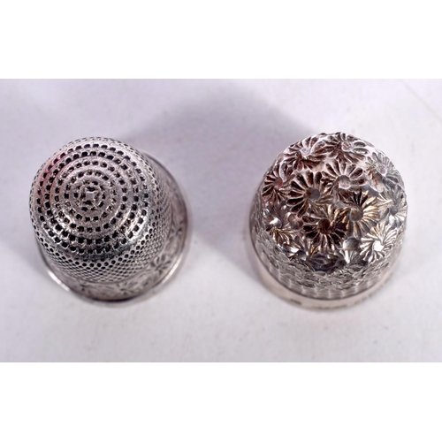 1499 - A CHARLES HORNER SILVER THIMBLE Hallmarked London TOGETHER WITH ANOTHER BY JAMES SWAN & SON Hallmark... 