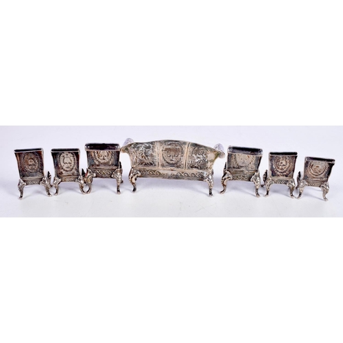 1519 - A VICTORIAN SILVER SUITE OF DOLLS HOUSE REGENCY STYLE FURNITURE BY JOHN GEORGE SMITH COMPRISING A SO... 