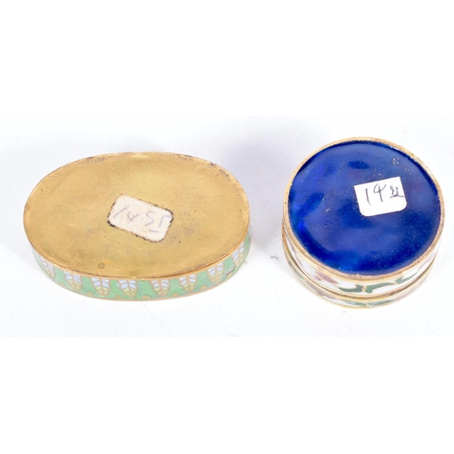 1541 - TWO CLOISONNE BOXES.  Largest 1.4cm x 2.8 cm x 4.7cm (2)