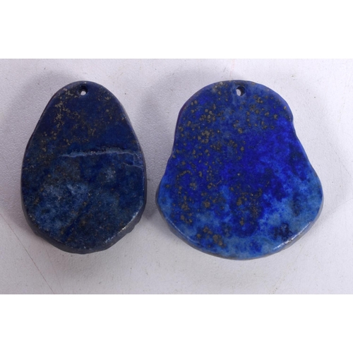 1546 - TWO LAPIS PENDANTS WITH BUDDHA CARVINGS.  4.1cm x 3.7cm, total weight 43g (2)