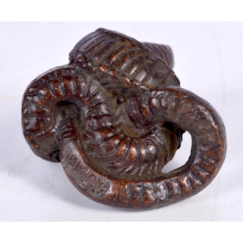 1548 - A JAPANESE BRONZE COBRA.  3.9cm x 4.3cm x 3cm, weight 92g