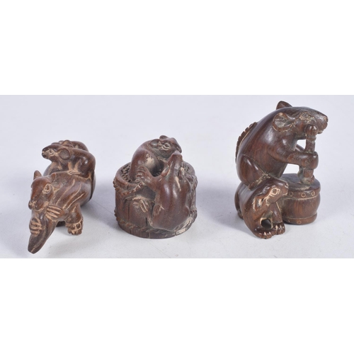 1564 - THREE JAPANESE BOXWOOD NETSUKES. Largest 5.5 cm x 3.5 cm. (3)