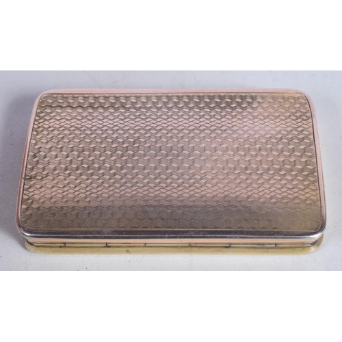 1568 - AN ANTIQUE CONTINENTAL GILT WHITE METAL SNUFF BOX. 51 grams. 8 cm x 5 cm.