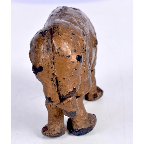 1580 - AN ANTIQUE LACQUERED JUMBO ELEPHANT TOY. 200 grams. 6.75 cm x 8.75 cm.