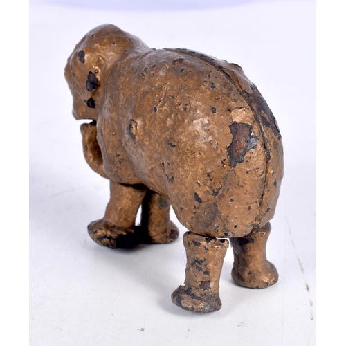 1580 - AN ANTIQUE LACQUERED JUMBO ELEPHANT TOY. 200 grams. 6.75 cm x 8.75 cm.