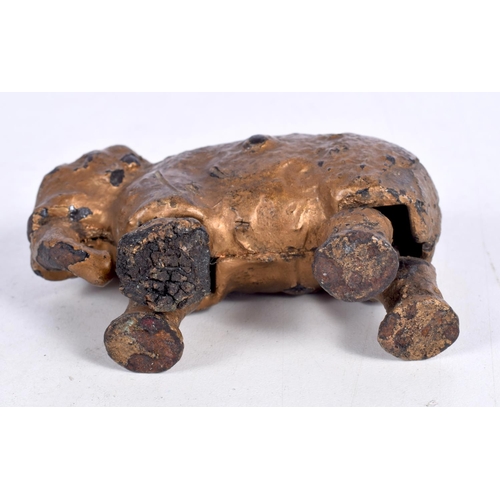 1580 - AN ANTIQUE LACQUERED JUMBO ELEPHANT TOY. 200 grams. 6.75 cm x 8.75 cm.