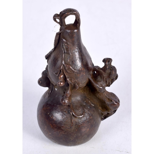 1582 - A JAPANESE BRONZE GOURD OKIMONO. 246 grams. 7cm x 4 cm.