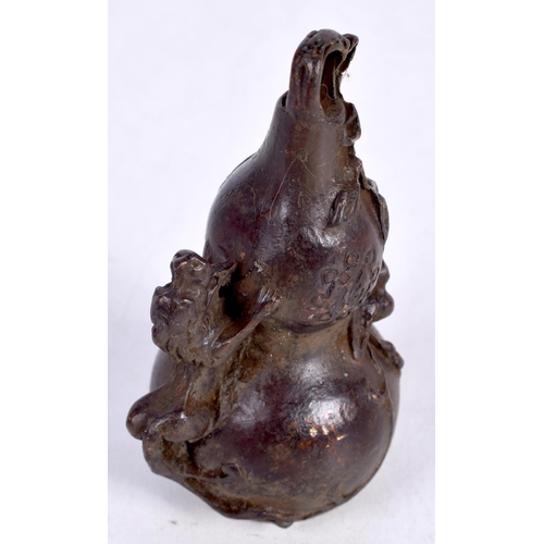 1582 - A JAPANESE BRONZE GOURD OKIMONO. 246 grams. 7cm x 4 cm.