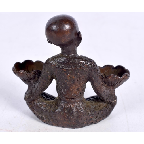 1603 - A JAPANESE BRONZE FIGURAL OKIMONO. 134 grams. 5.75 cm x 5.75 cm.