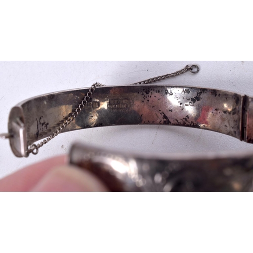 1641 - THREE SILVER BANGLES including Chester 1891. 61.4 grams. Largest 6 cm x 5.25 cm. (3)