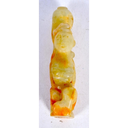 1647 - A CHINESE CARVED JADE EROTIC FIGURE. 47 grams. 7.75 cm x 1.5 cm.