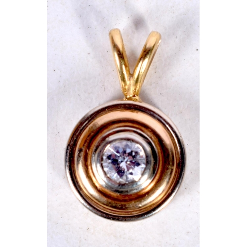 1680 - A 14CT GOLD GEM SET PENDANT. 4.8 grams. 2.5 cm x 1.75 cm.