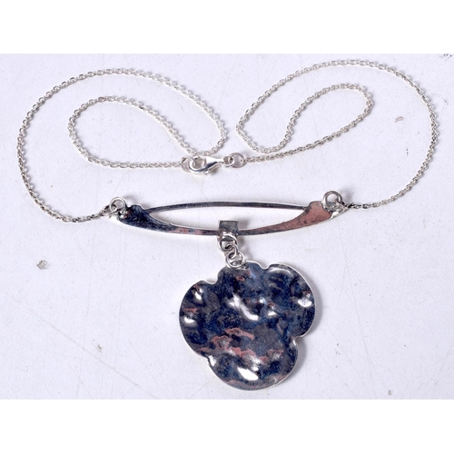 1700 - A SILVER MAIDEN NECKLACE. 15.4 grams. Chain 46 cm long, pendant 4.75 cm x 5.75 cm.