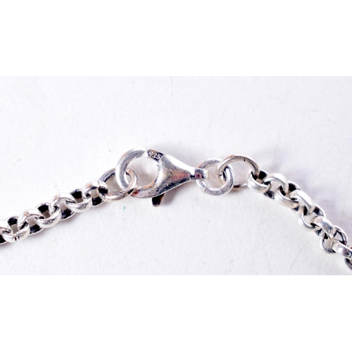 1701 - A SILVER MAIDEN NECKLACE. 49 grams. Chain 46 cm long, pendant 6.5 cm x 4.25 cm.