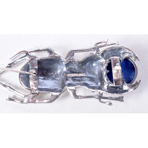 1702 - A SILVER SCARAB BEETLE. 13.1 grams. 5.5 cm x 2.5 cm.