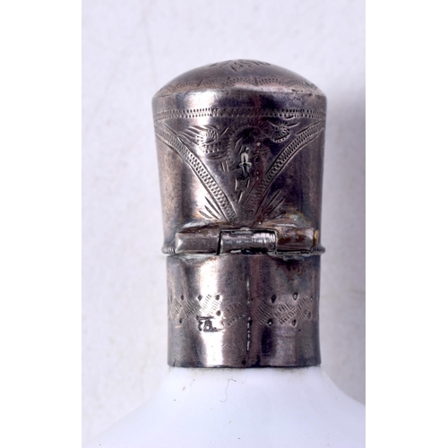 1710 - A SILVER MOUNTED SCENT BOTTLE. 22 grams. 7.5 cm x 3.75 cm.