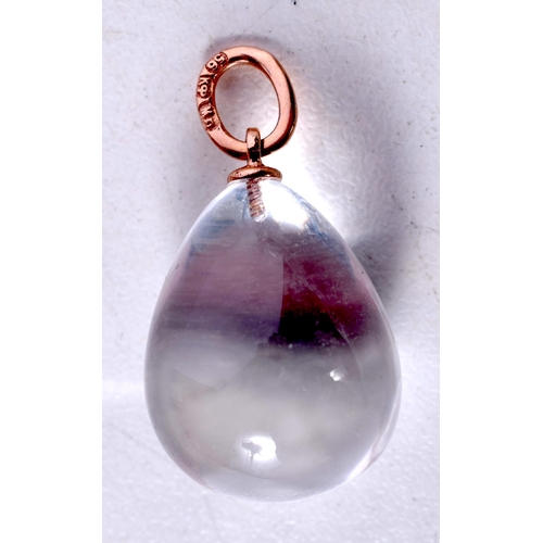 1713 - A 14CT GOLD AND ROCK CRYSTAL PENDANT. 7 grams. 2.25 cm x 1.5 cm.